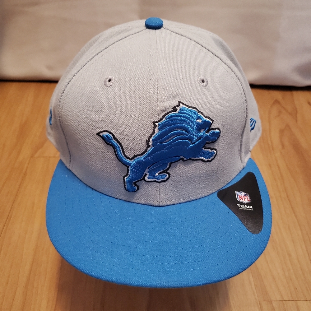 Detroit Lions New Era 59fifty Hat Cap Fitted Size 8 NFL Football Gray Blue